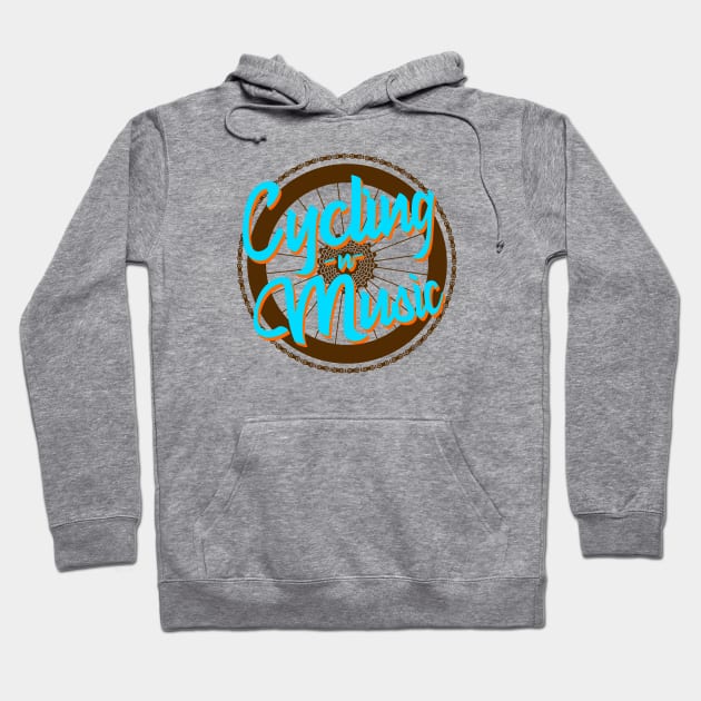 Cycling and music lettering design over a bicycle wheel and chains Hoodie by Drumsartco